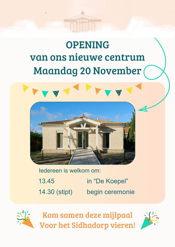 Poster uitnoding opening nieuw TM-centrum Lelystad (Sidhadorp)ng