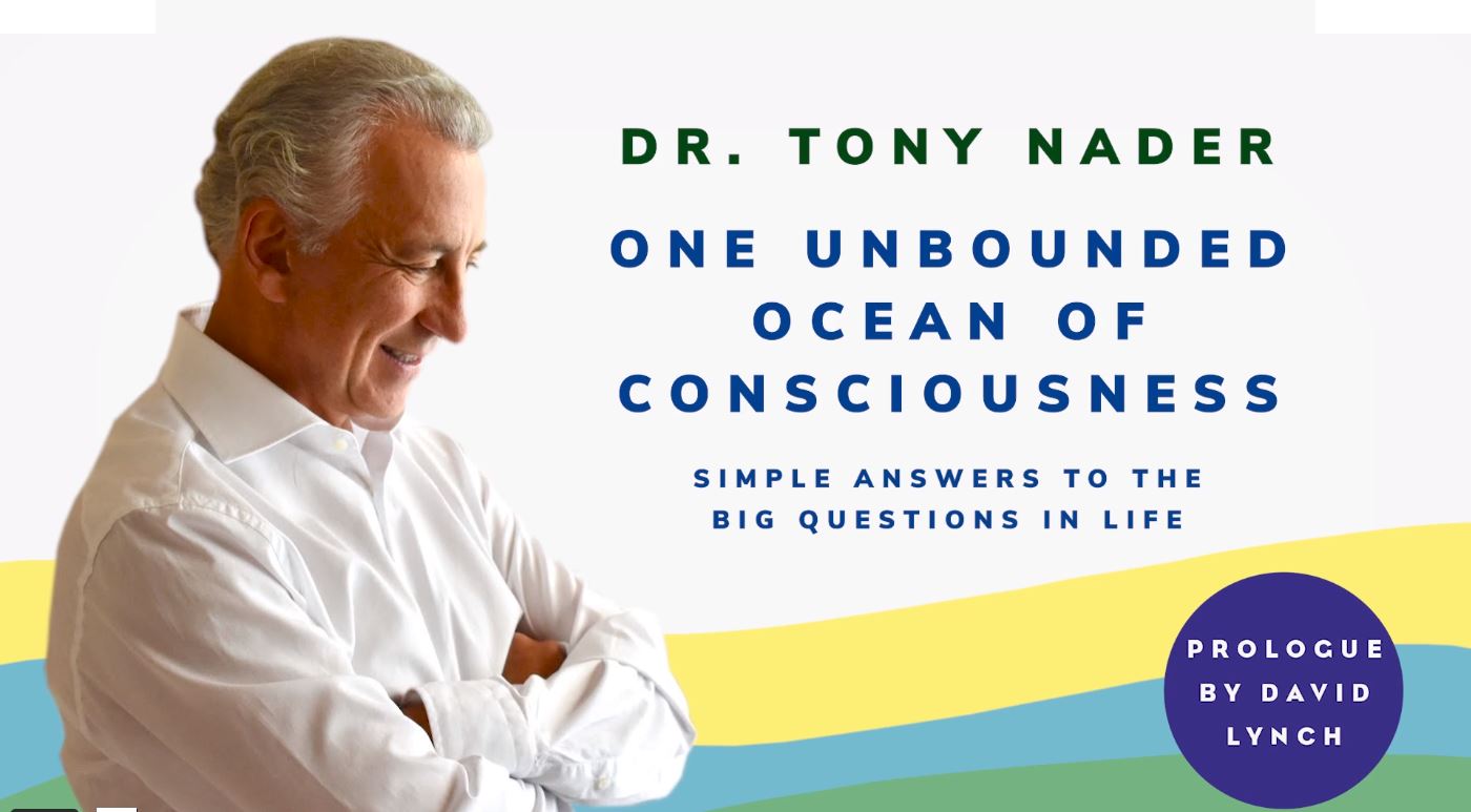 Dr Tony Nader One Unbounded ocean of Consciousness  (foto Tony Nader plus boekomslag